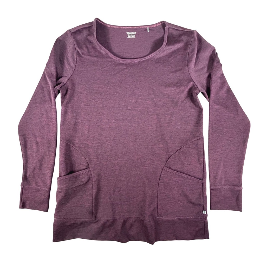 Toad&Co Womens Medium Plum Purple Long Sleeve Pockets Tunic Top Scoop‎ Neck